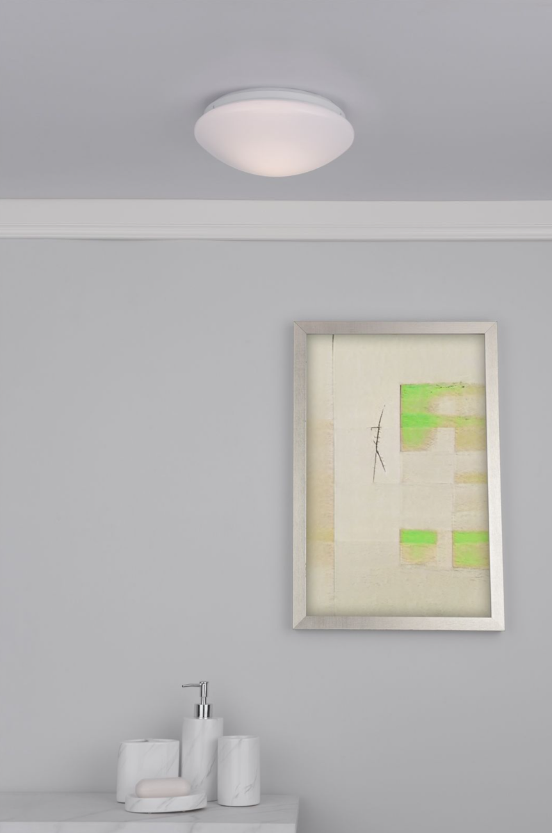 Dar Lighting Sky Bathroom IP44 White Acrylic Flush