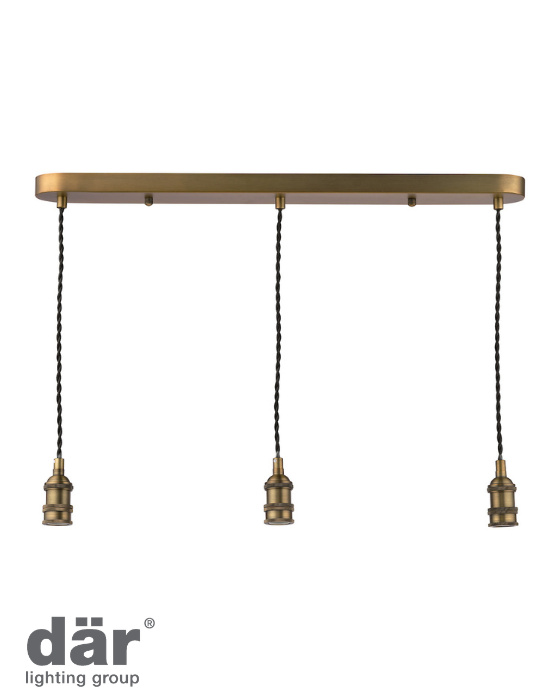 Dar Lighting 3 Light E14 Antique Bronze Bar Suspension