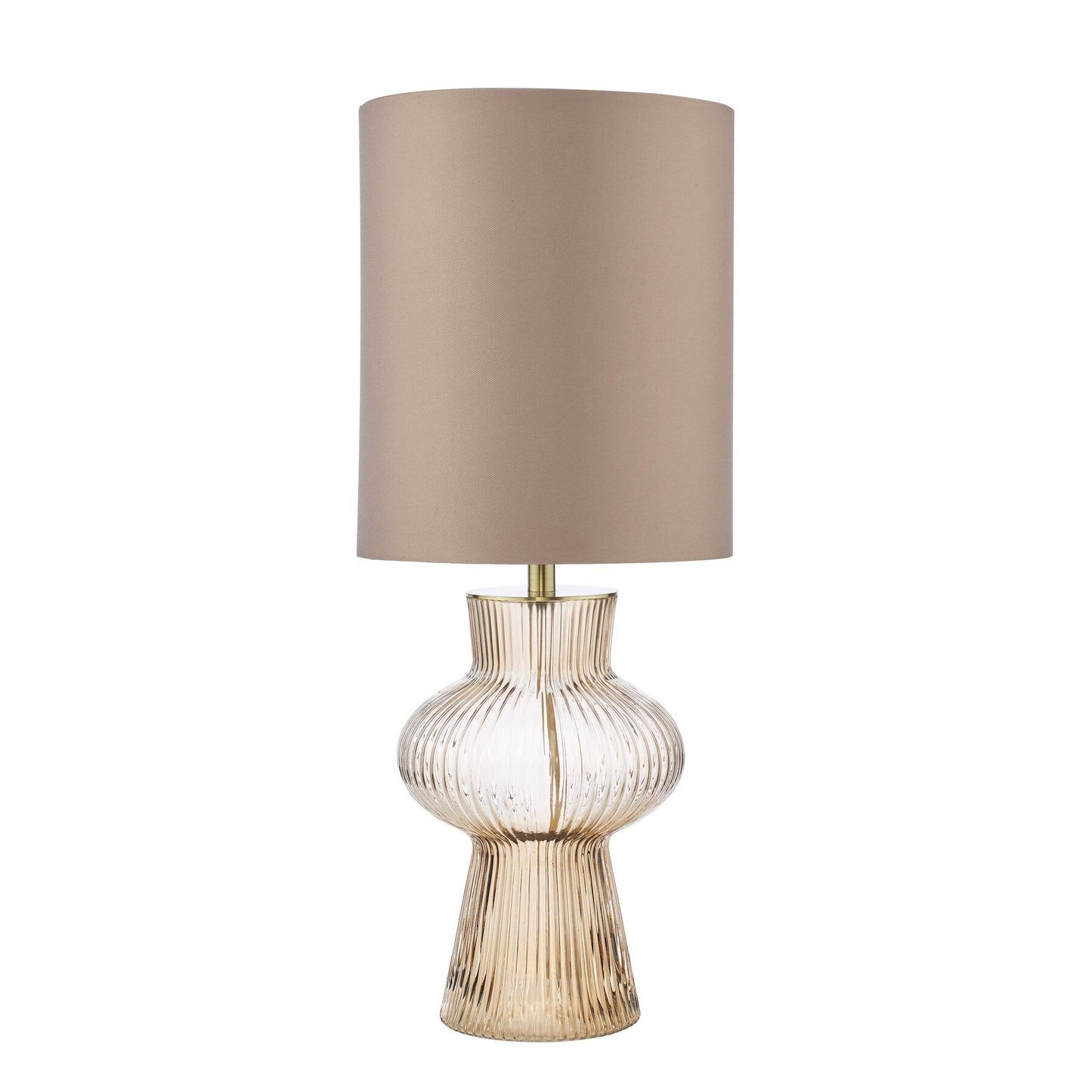 Dar Lighting Suelita Brown Ribbed Glass & Antique Brass Table Lamp With Shade