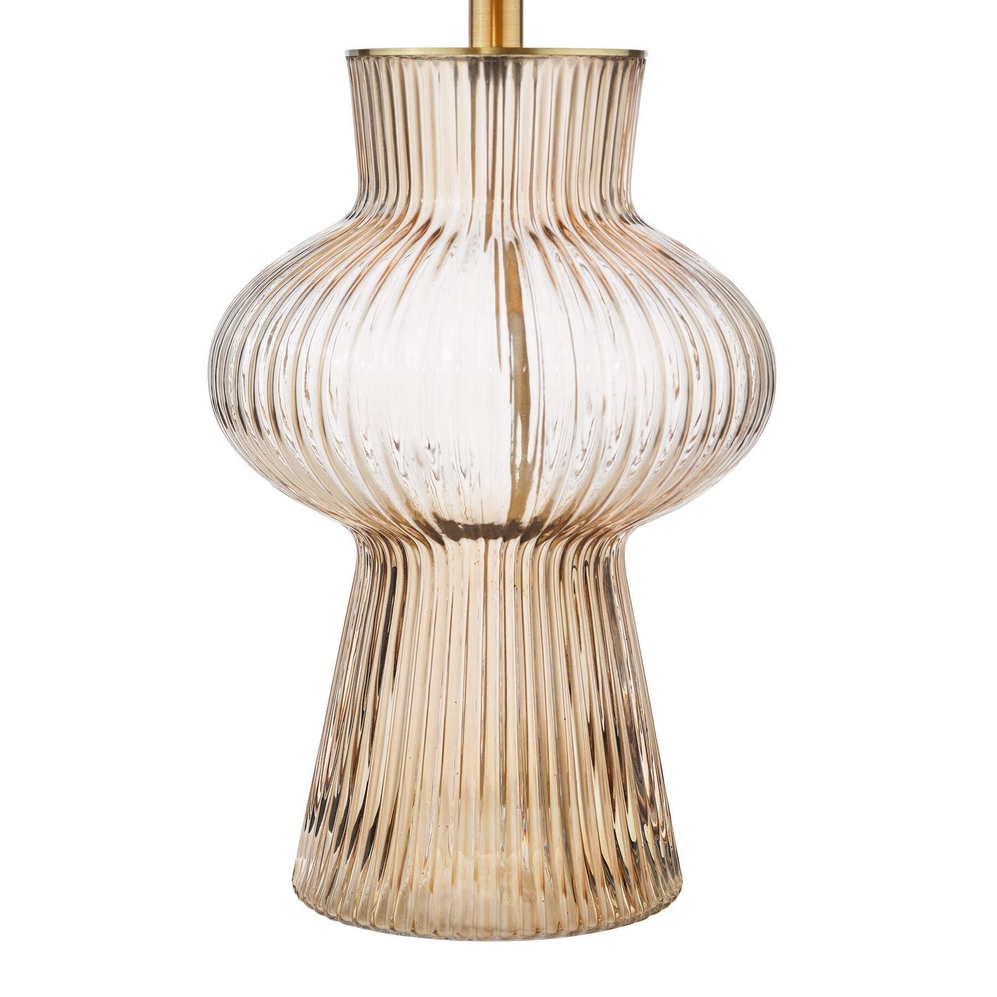 Dar Lighting Suelita Brown Ribbed Glass & Antique Brass Table Lamp With Shade