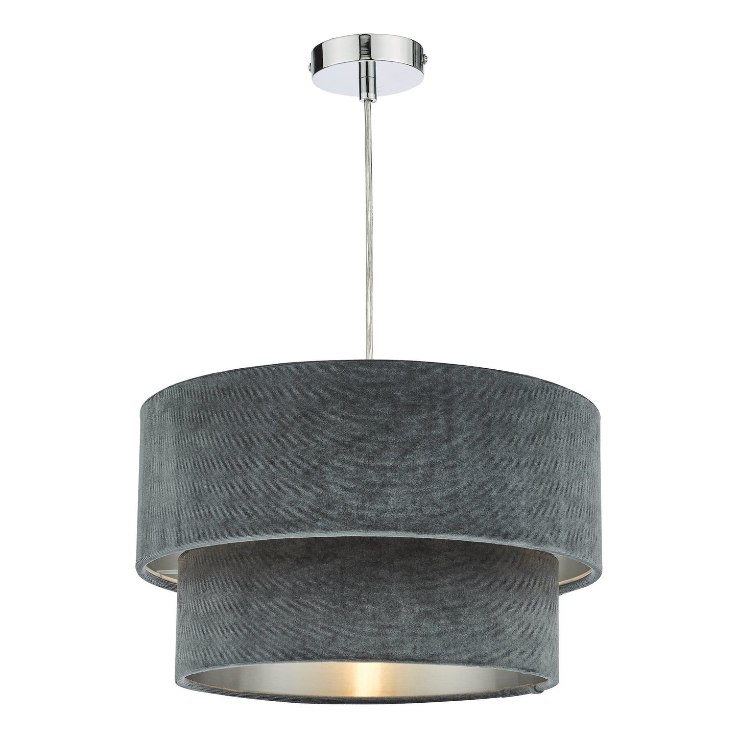 Dar Lighting Suvan Tiered Dark Grey Velvet Easy Fit Shade