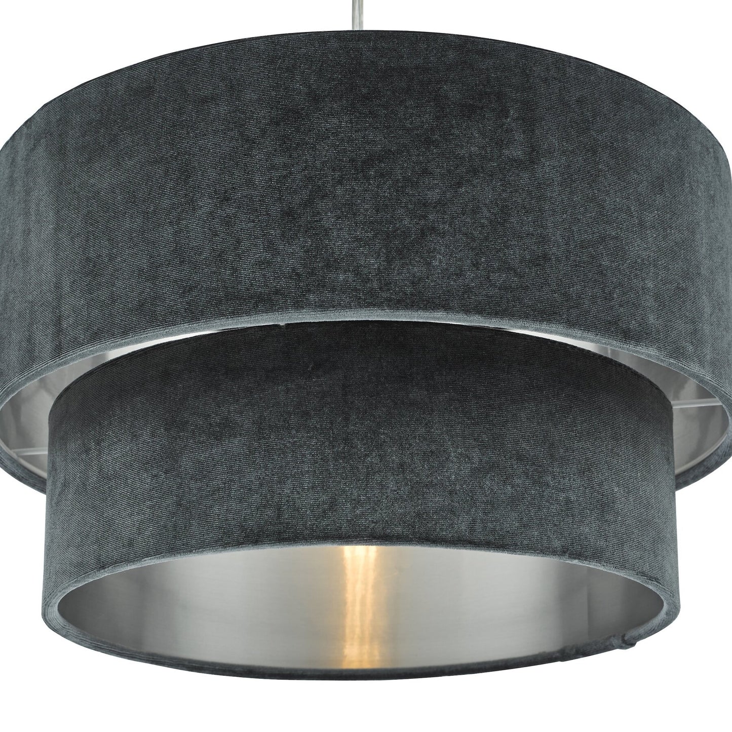 Dar Lighting Suvan Tiered Dark Grey Velvet Easy Fit Shade