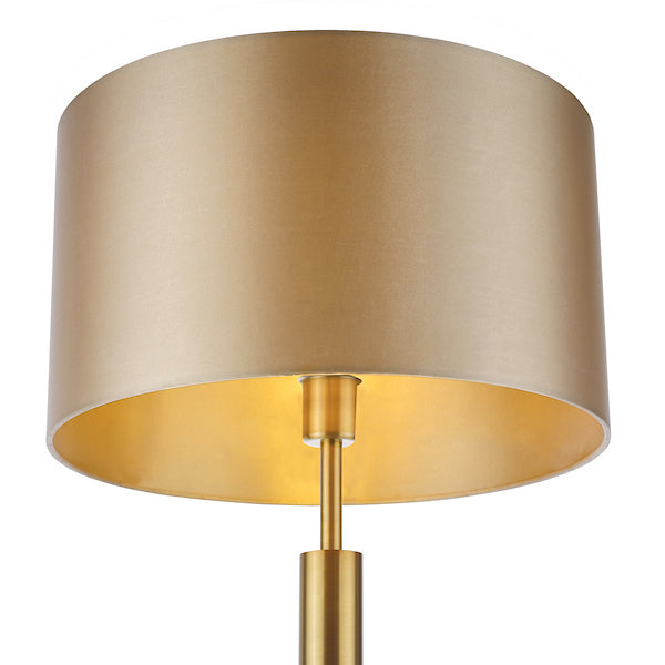 Dar Lighting Sylvester Antique Brass & Glass Floor Lamp With Shade