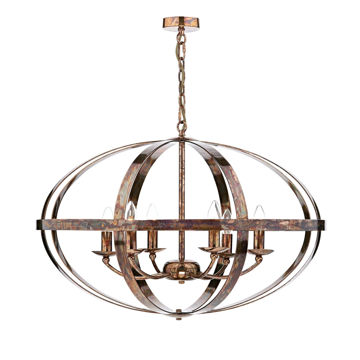 Dar Lighting Symbol 6 Light Petrol Copper Pendant