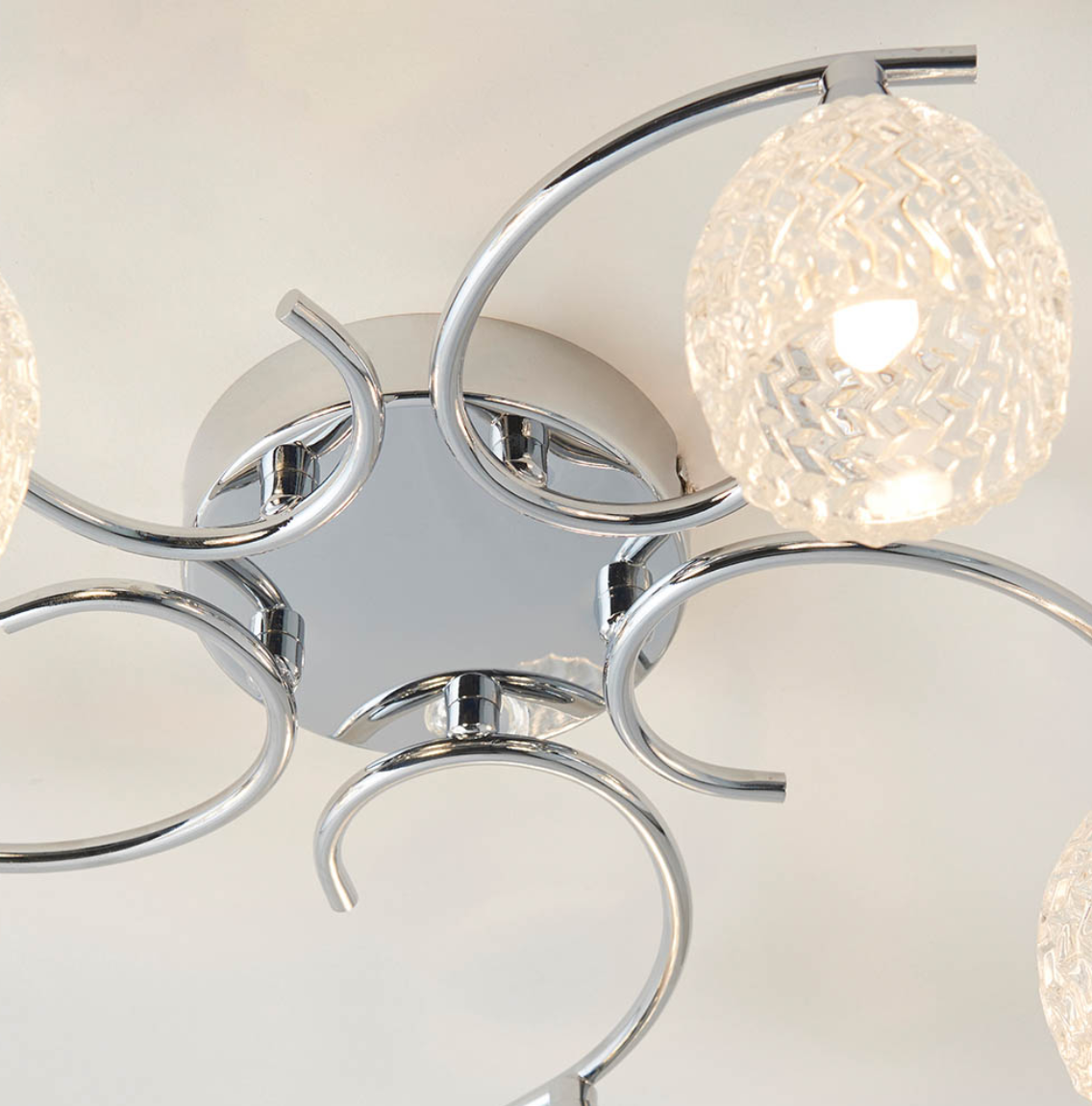 Endon Boyer 5 Light Cut Glass & Chrome Semi Flush
