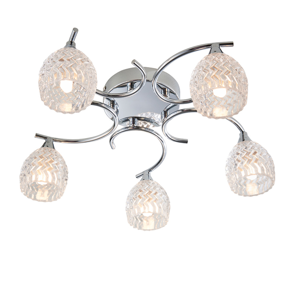 Endon Boyer 5 Light Cut Glass & Chrome Semi Flush