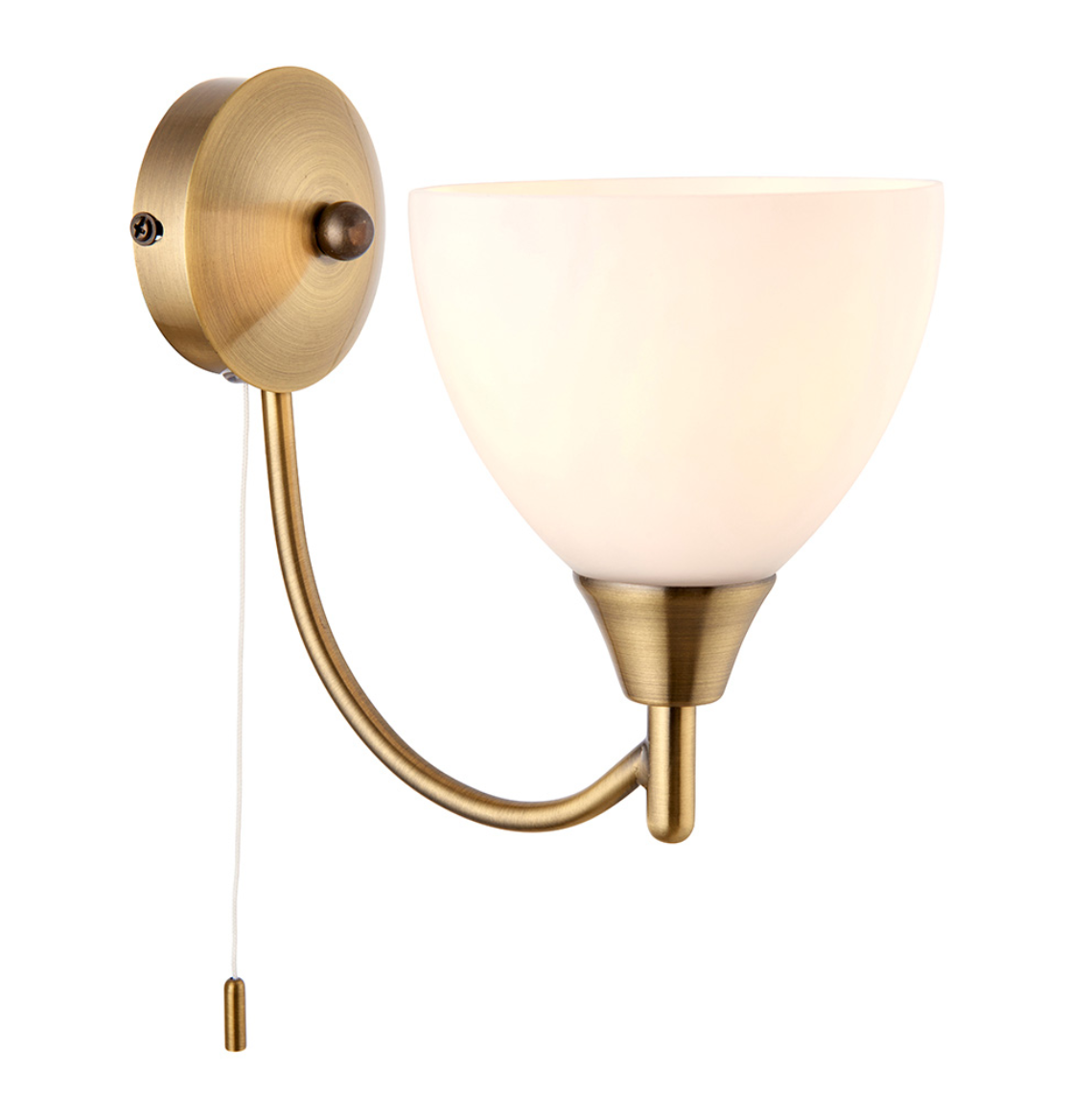 Endon Antique Brass & Alton Opal Glass Wall Light