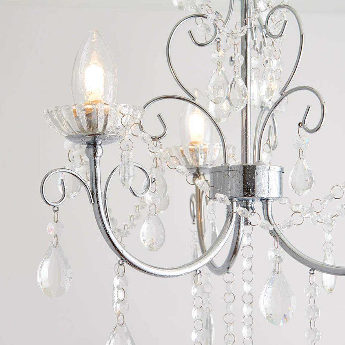 Endon Tabitha Bathroom IP44 3 Light Chrome & Crystal Semi Flush