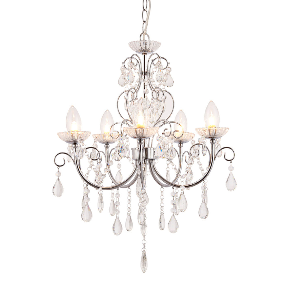 Endon Tabitha Bathroom IP44 5 Light Chrome & Crystal Pendant
