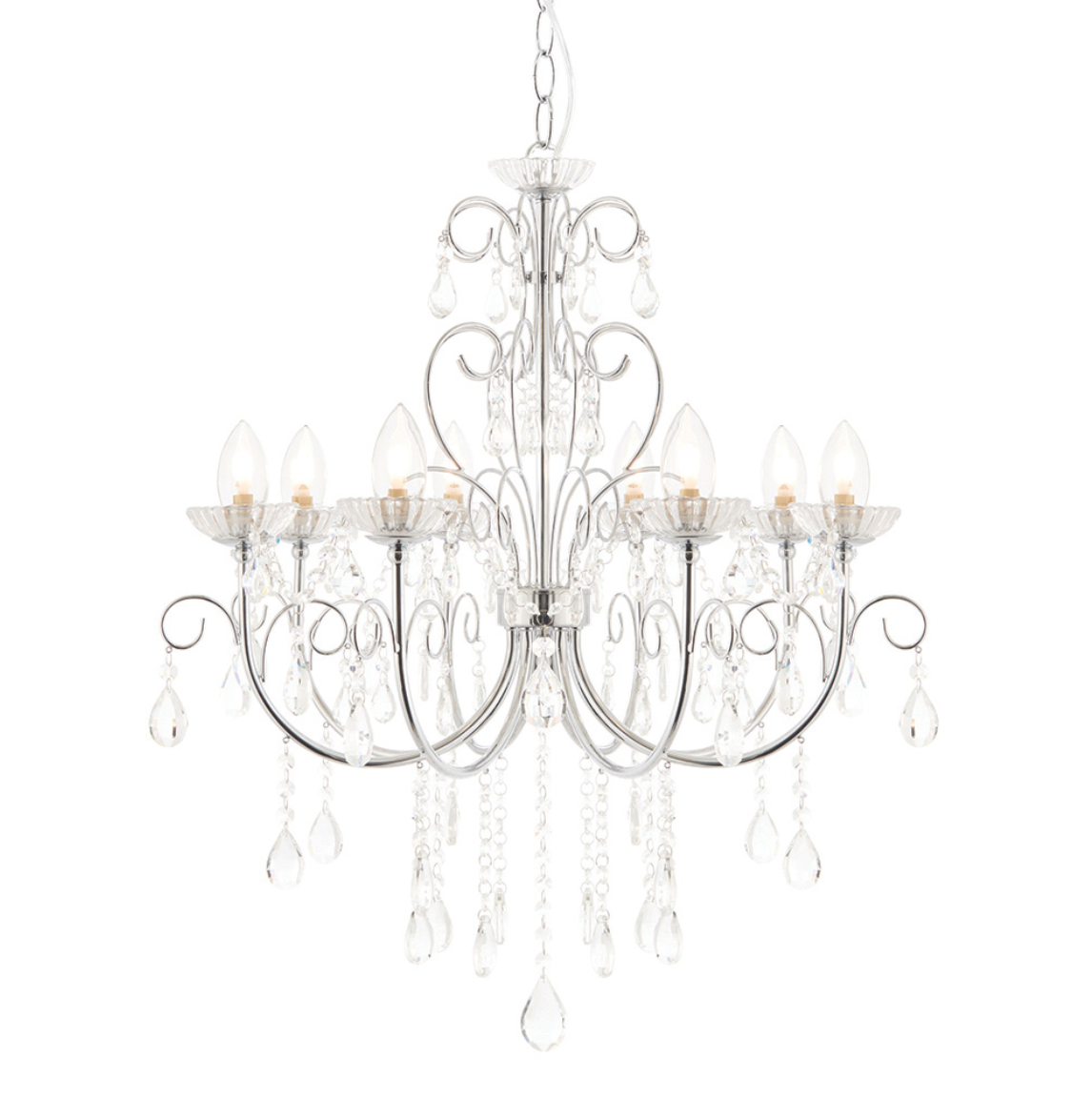 Endon Tabitha Bathroom IP44 8 Light Chrome & Crystal Chandelier