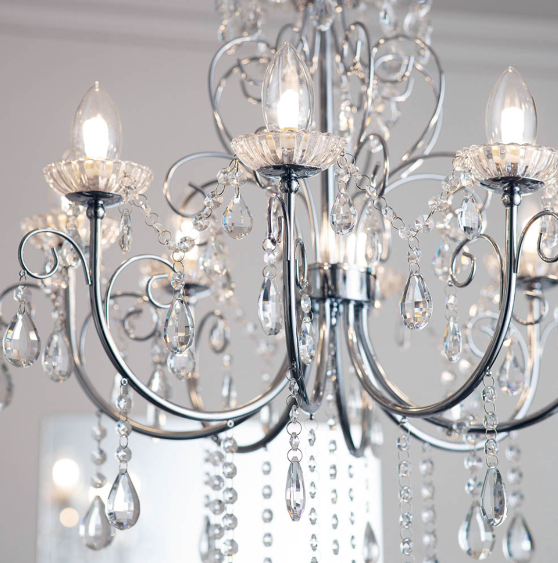 Endon Tabitha Bathroom IP44 8 Light Chrome & Crystal Chandelier