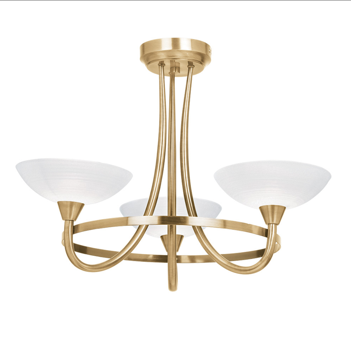 Endon Cagney 3 Light White & Antique Brass Semi Flush