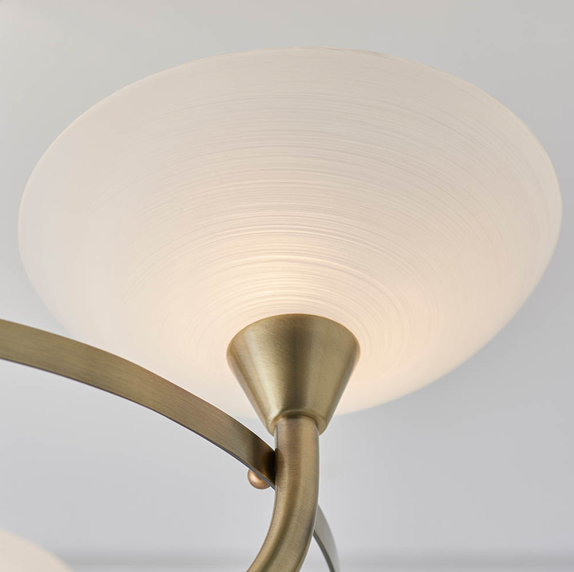Endon Cagney 3 Light White & Antique Brass Semi Flush