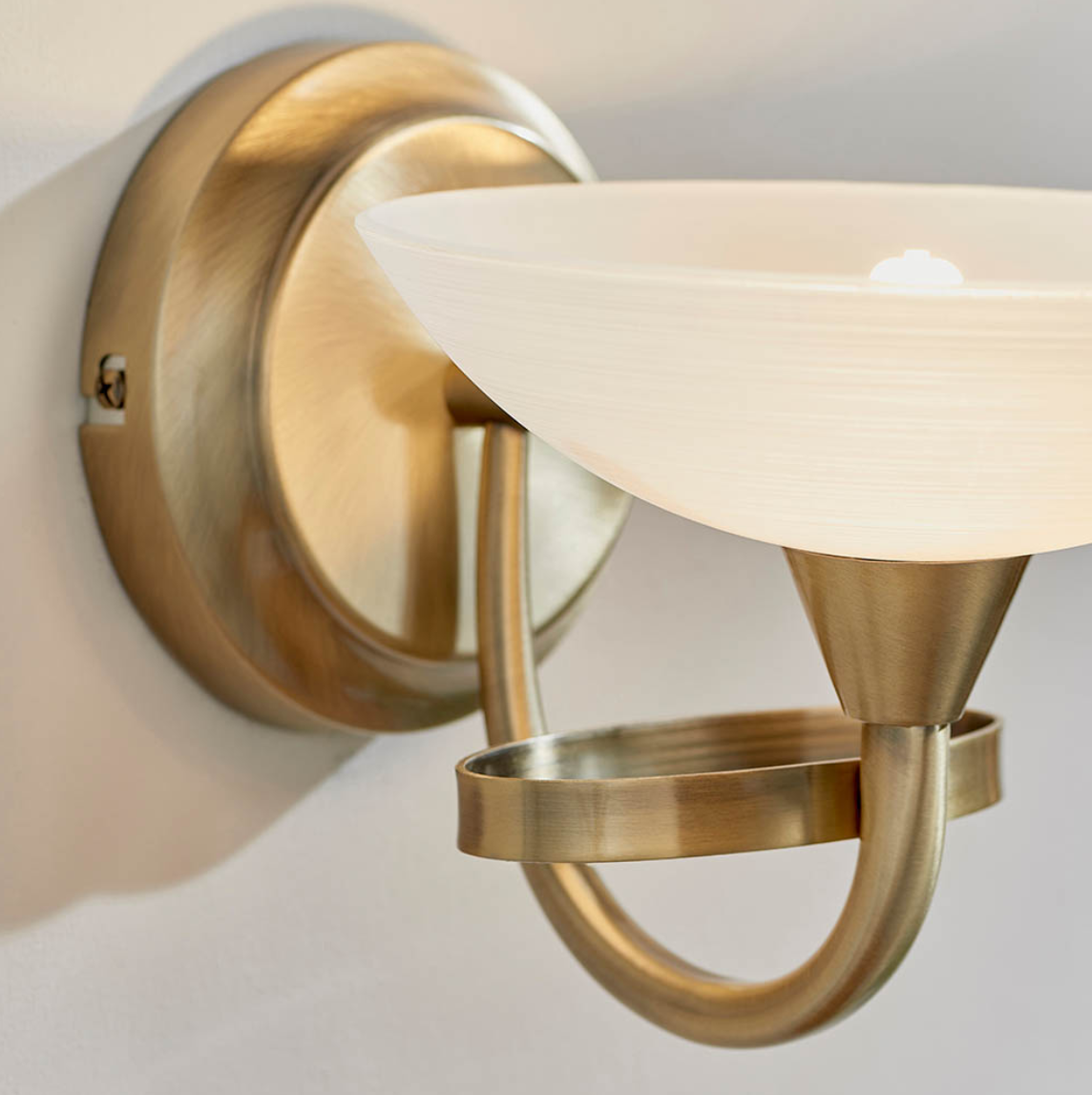 Endon Cagney White & Antique Brass Wall Light
