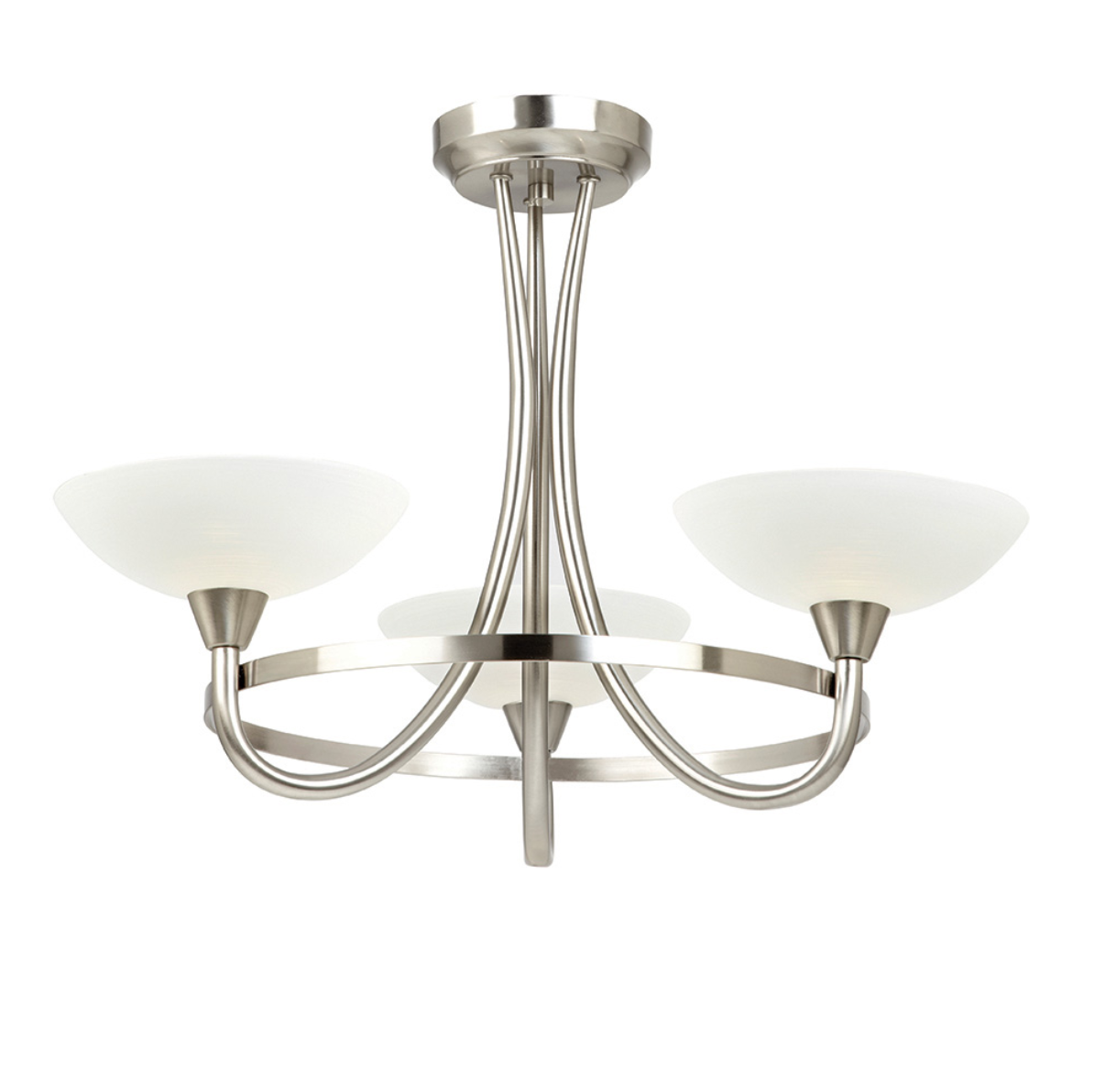 Endon Cagney 3 Light White & Satin Chrome Semi Flush