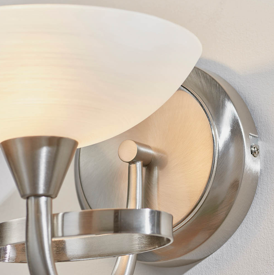 Endon Cagney White & Satin Chrome Wall Light