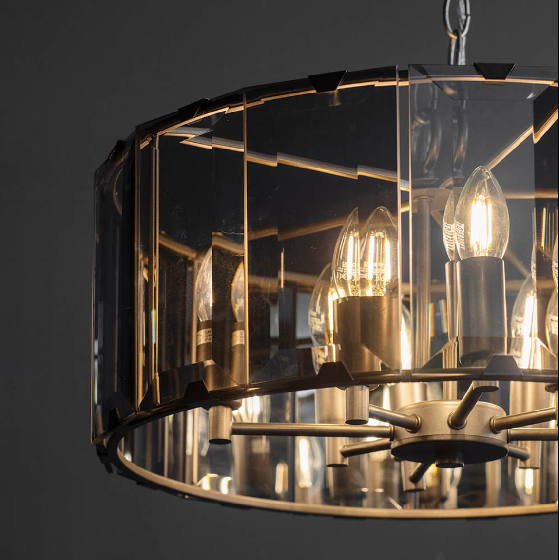 Endon Clooney 8 Light Smoked Glass Pendant