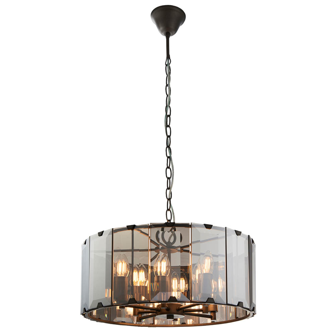 Endon Clooney 8 Light Smoked Glass Pendant
