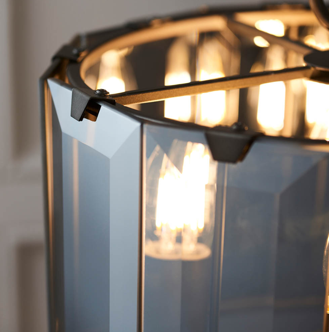 Endon Clooney 4 Light Smoked Glass Pendant