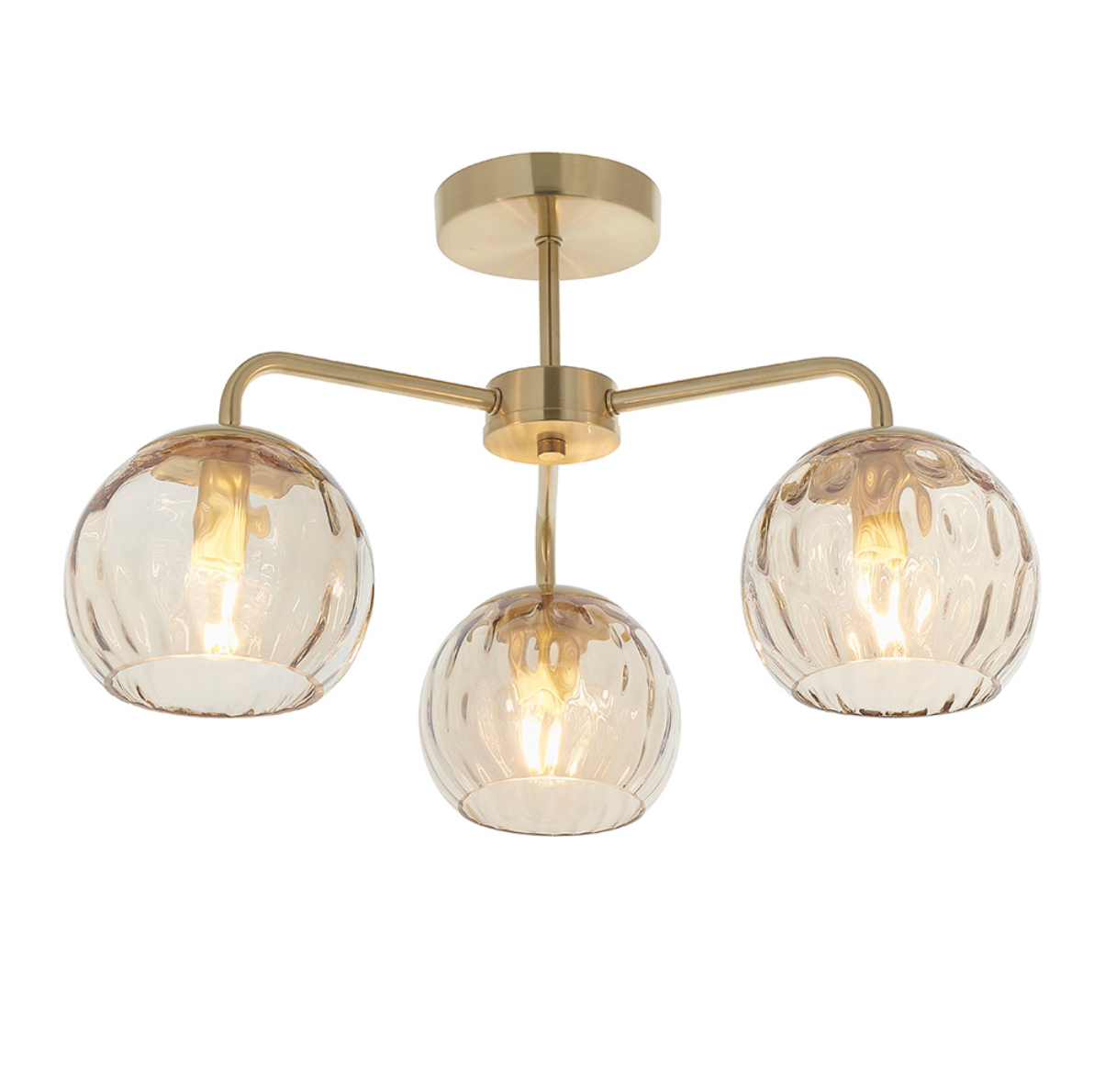 Endon 3 Light Dimple Champagne Glass Semi Flush