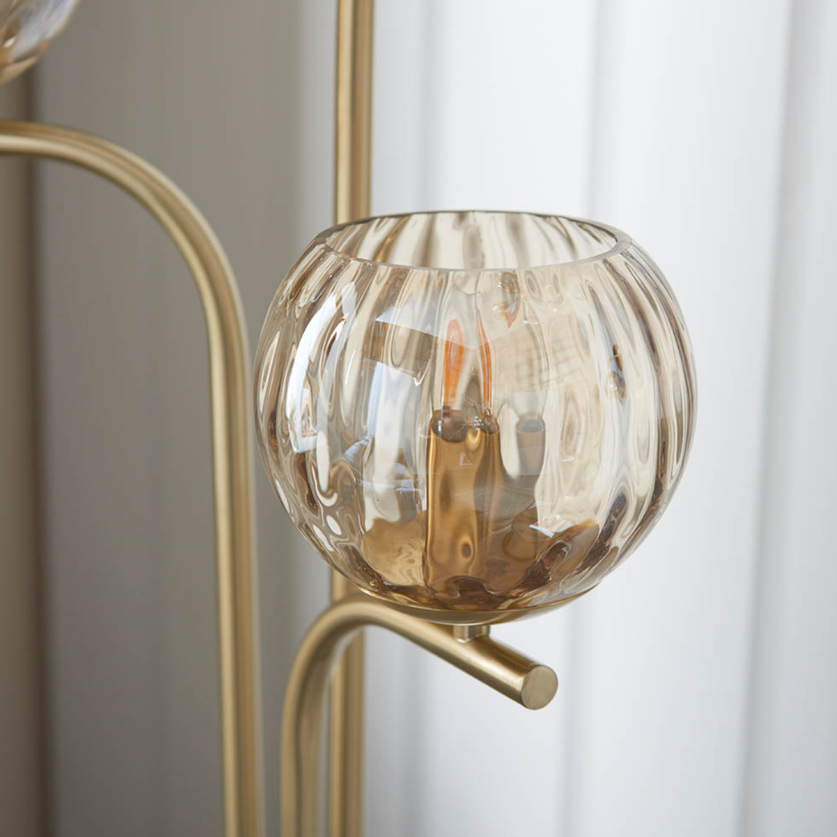 Endon Dimple 3 Light Gold & Champagne Glass Floor Lamp