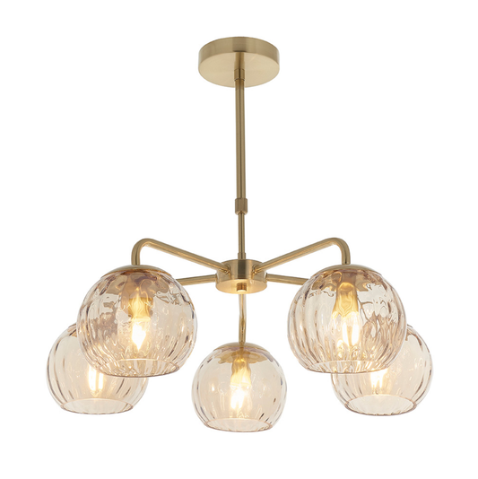 Endon Dimple 5 Light Champagne Glass Pendant