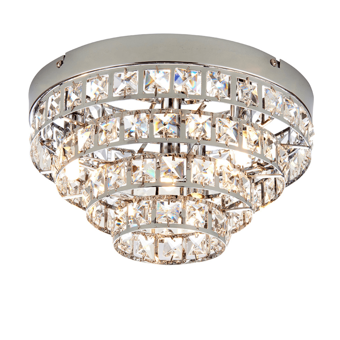 Endon Motown 4 Light Chrome & Faceted Crystal Flush