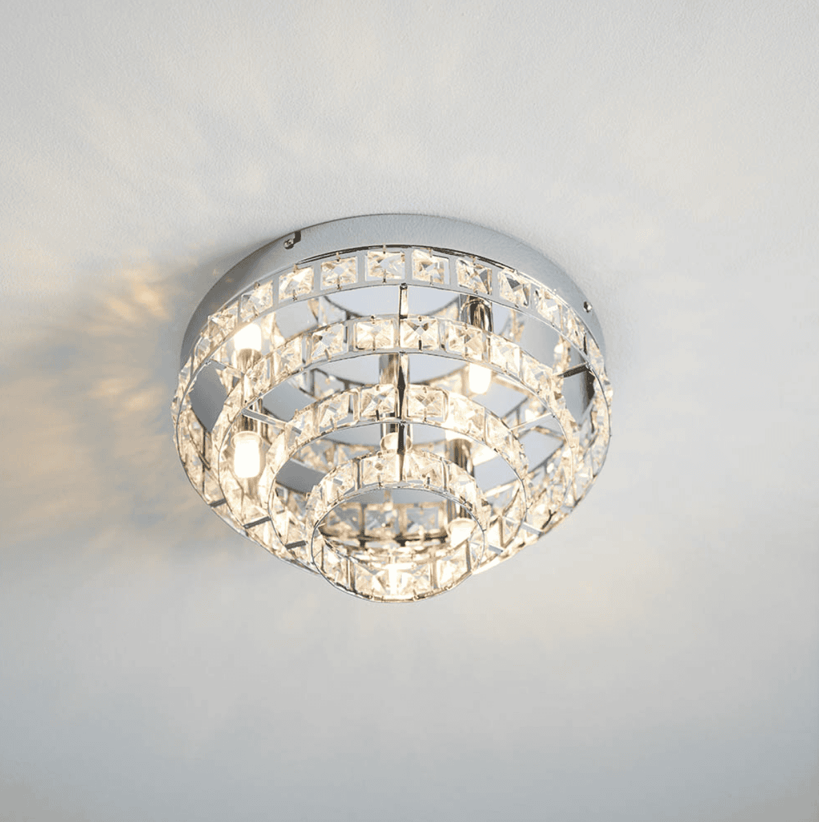 Endon Motown 4 Light Chrome & Faceted Crystal Flush