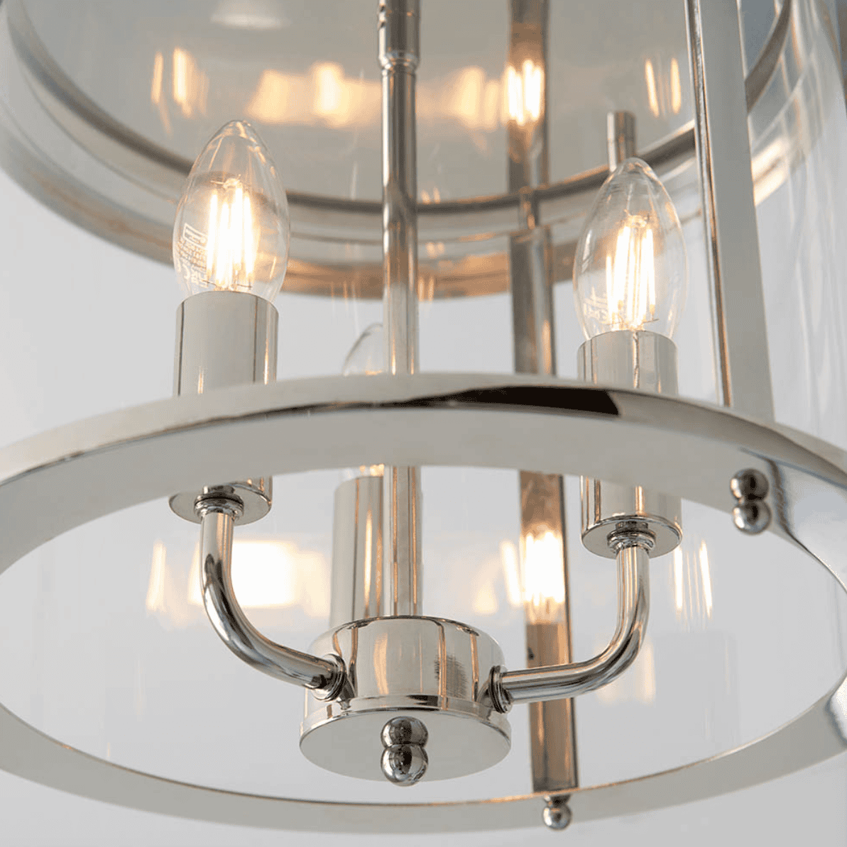 Endon Hampworth 3 Light Nickel & Glass Flush