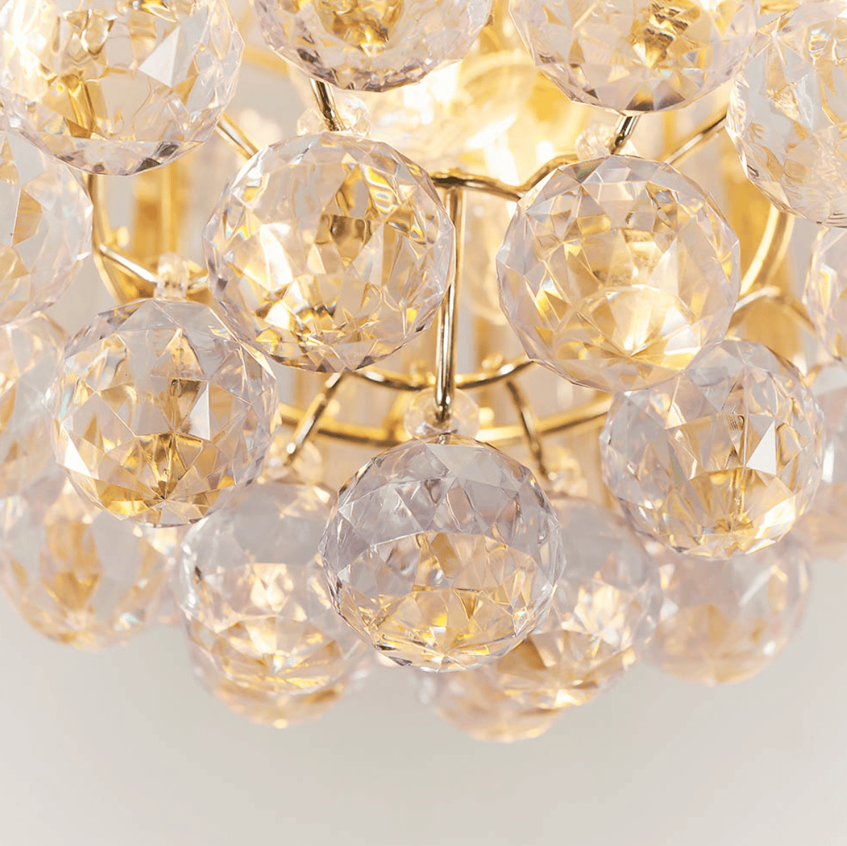 Endon Fargo 2 Light Brass & Faceted Crystal Flush