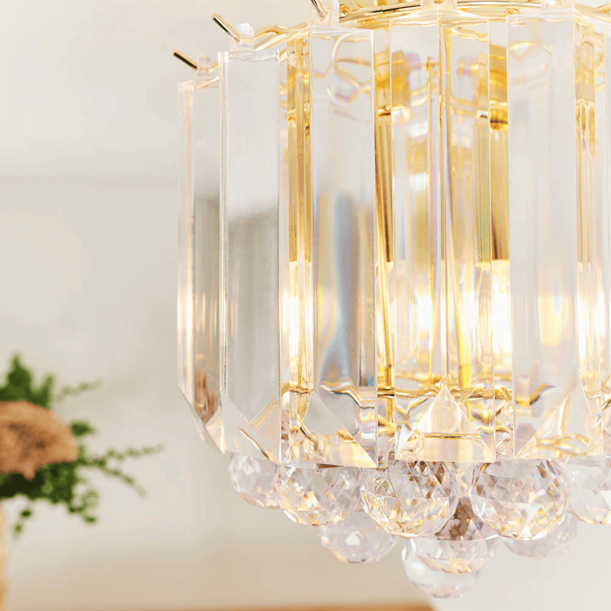 Endon Fargo 2 Light Brass & Faceted Crystal Flush