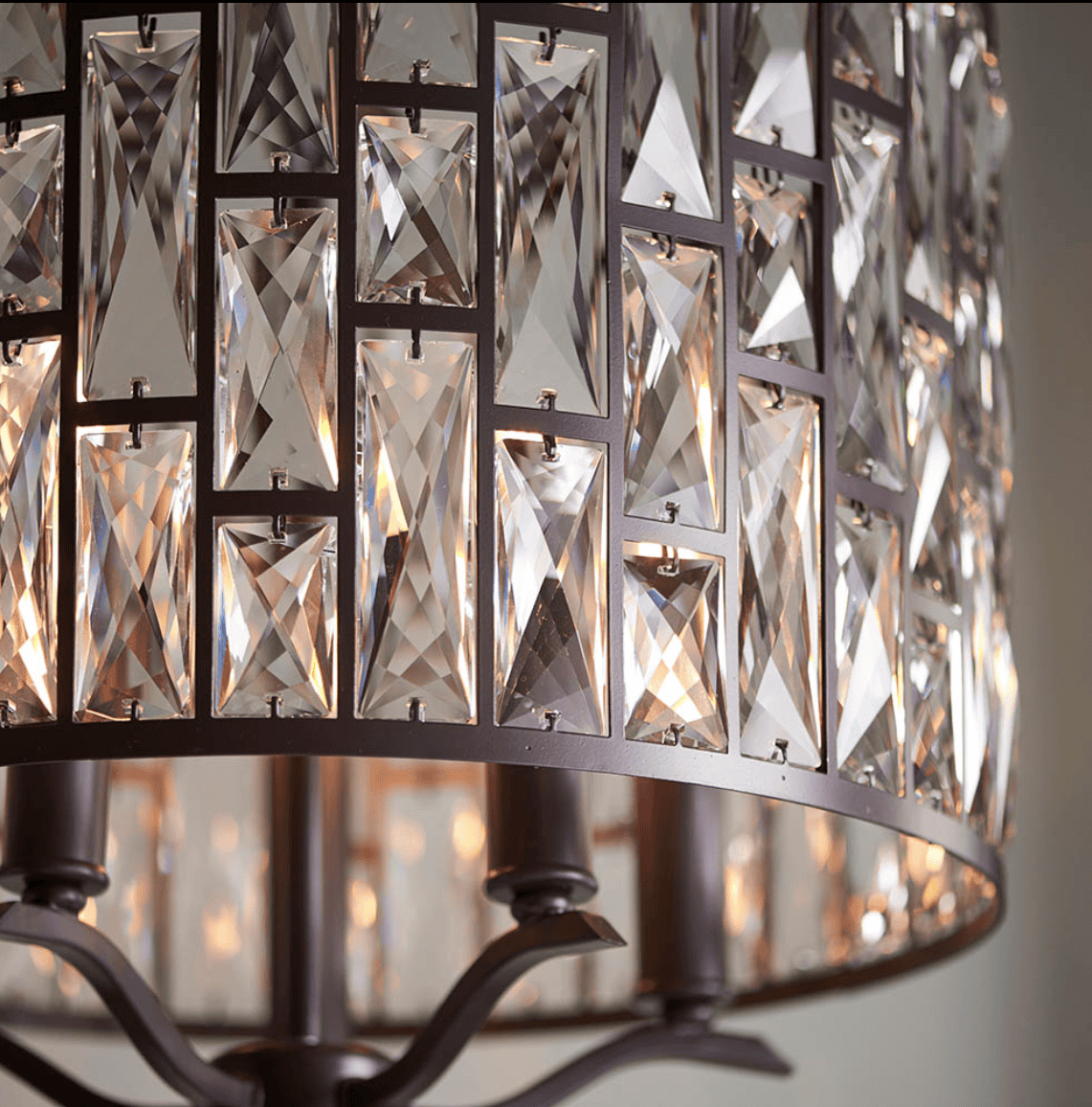 Endon Belle 5 Light Dark Bronze & Faceted Glass Pendant