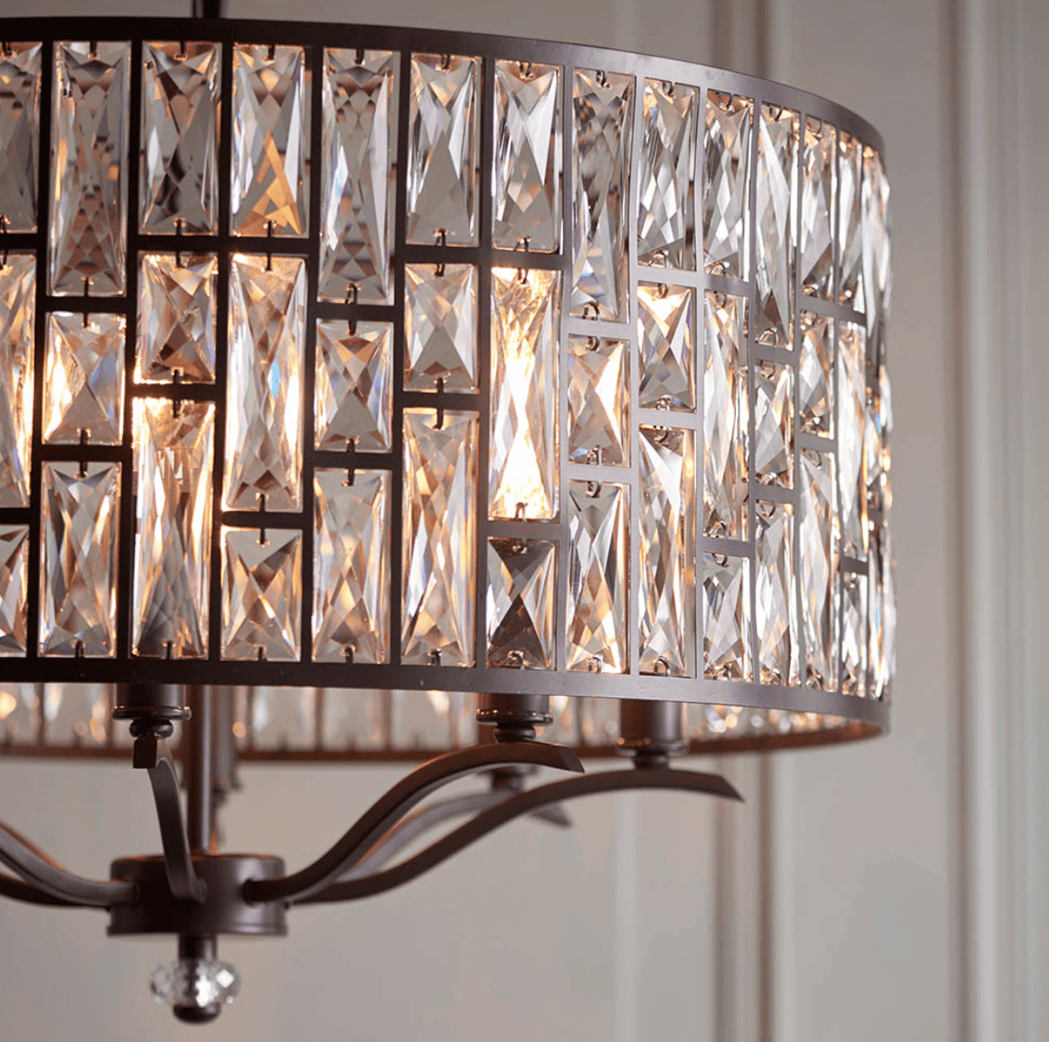 Endon Belle 8 Light Dark Bronze & Faceted Glass Pendant