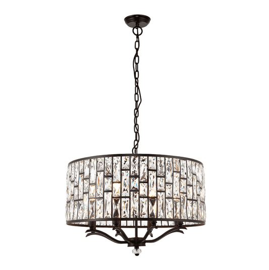 Endon Belle 8 Light Dark Bronze & Faceted Glass Pendant