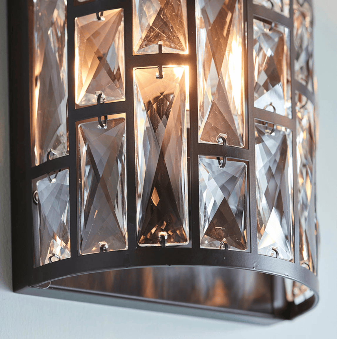 Endon Belle Dark Bronze & Faceted Glass Wall Light