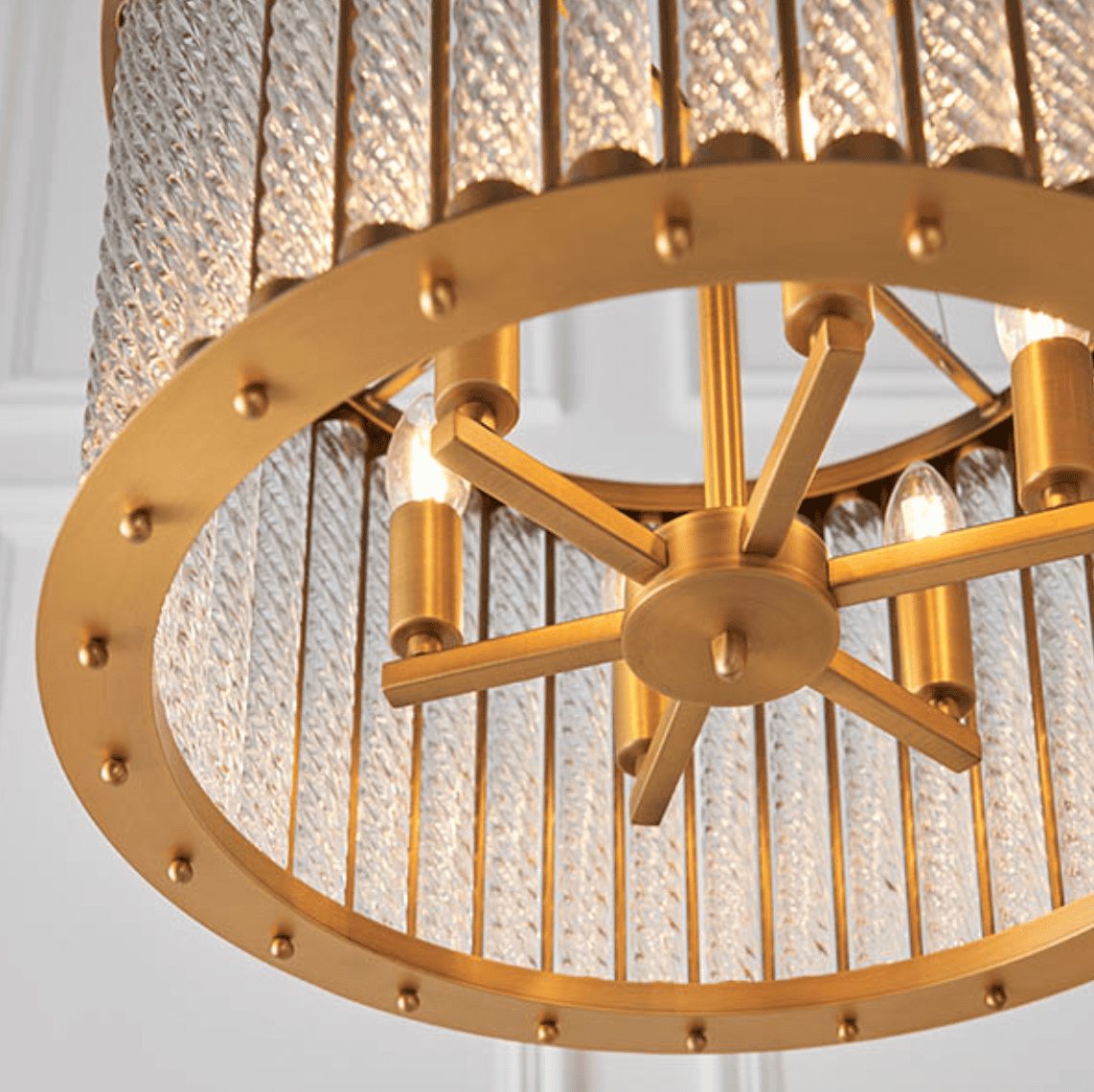 Endon Romola 6 Light Gold & Glass Pendant