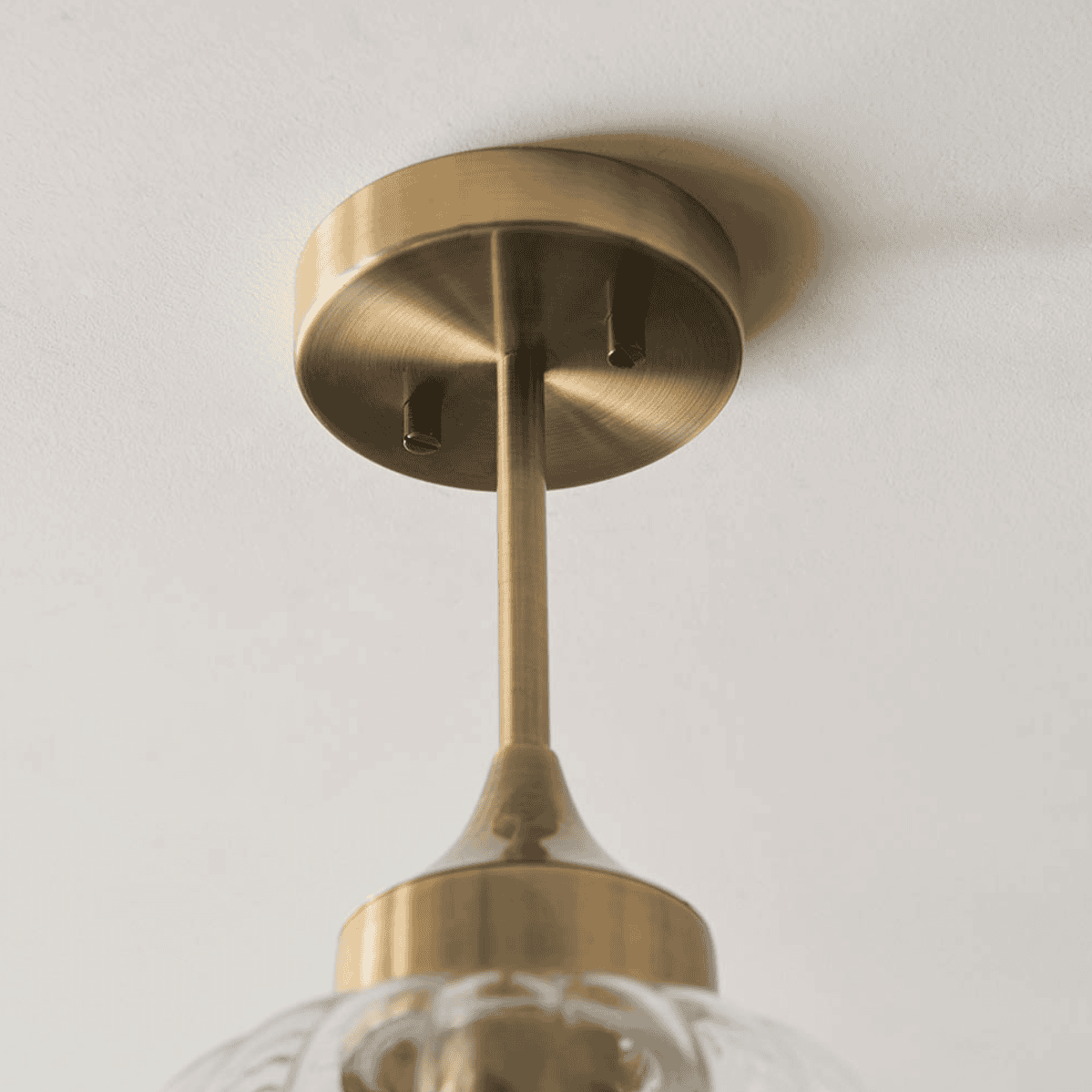 Endon Addington Antique Brass & Ribbed Glass Semi flush