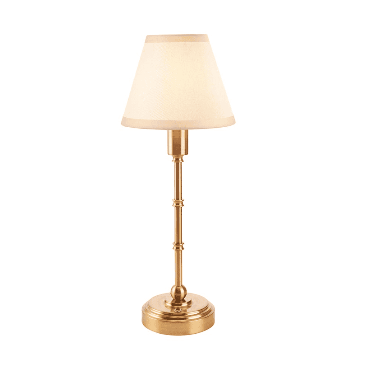 Endon Burley Rechargeable Aged Brass Table Lamp with 16cm Ivy Vintage White Shade