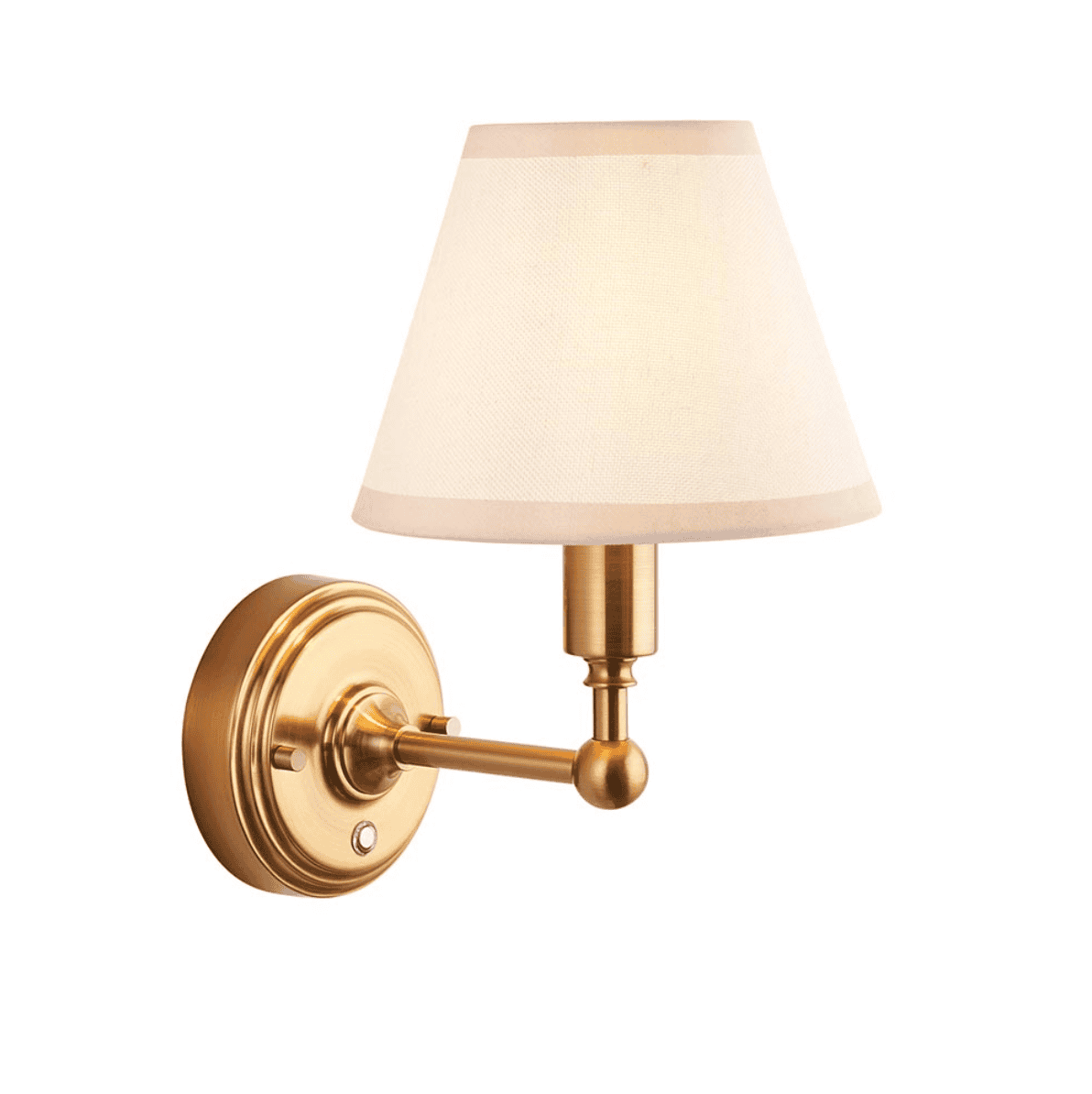 Endon Burley Rechargeable Aged Brass Wall Light with 16cm Ivy Vintage White Shade