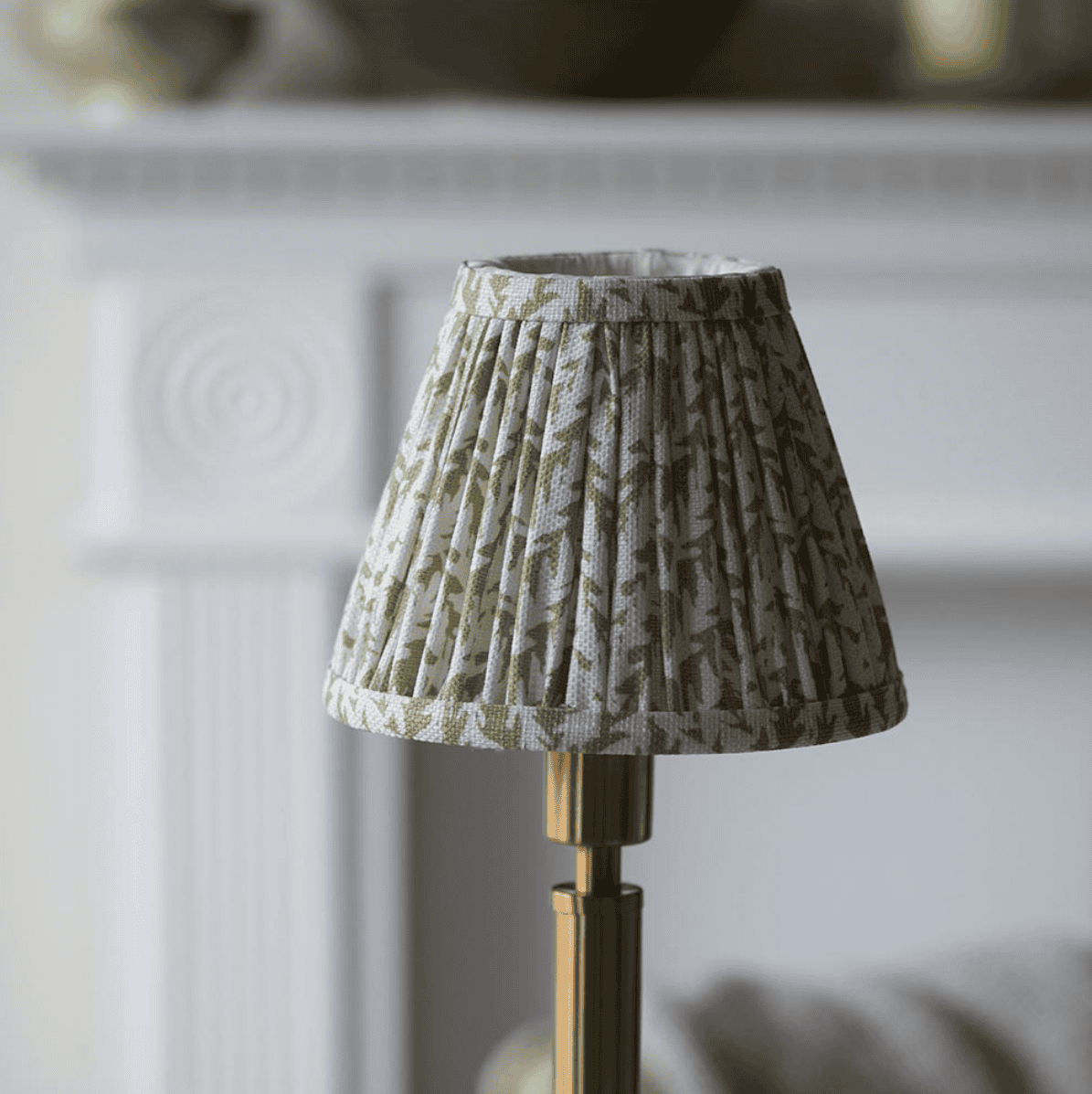 Endon Upton Rechargeable Aged Brass Table Lamp with 16cm Leaf Herb Garden Green Shade