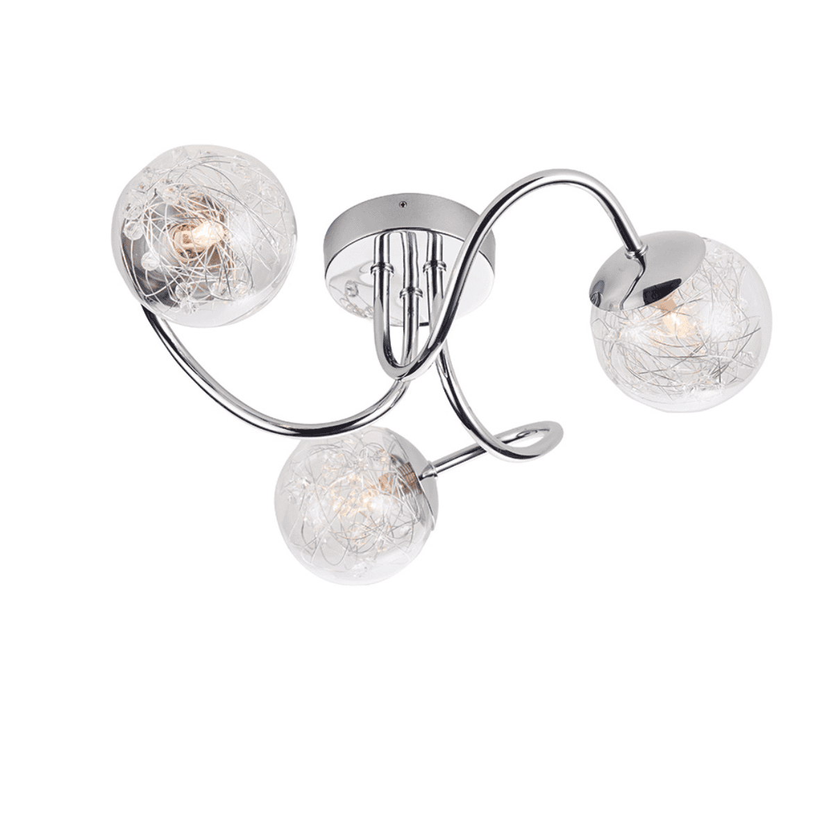 Endon Auria 3 Light Chrome & Wired Glass Semi Flush