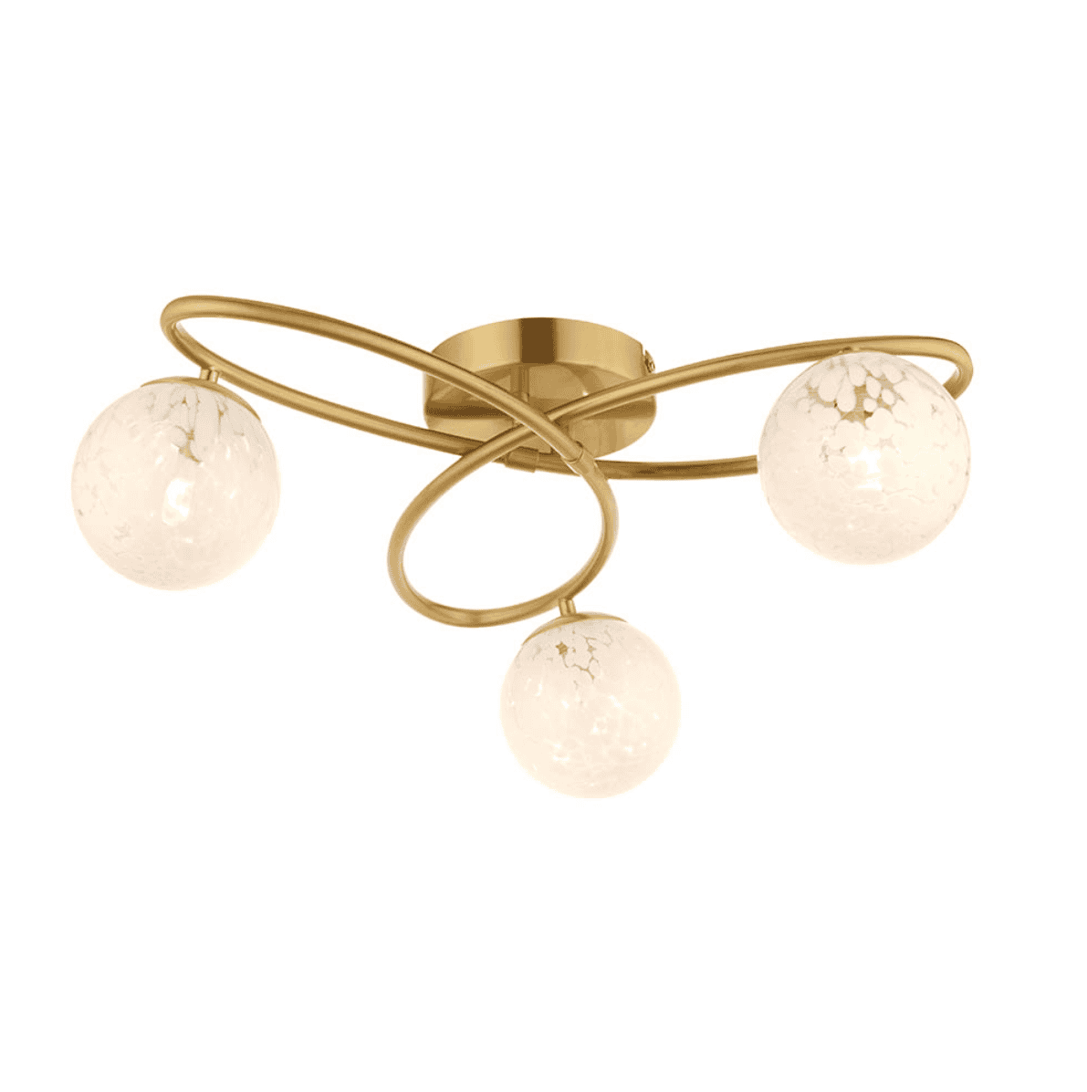 Endon Maye 3 Light Brass & Confetti Glass Semi Flush