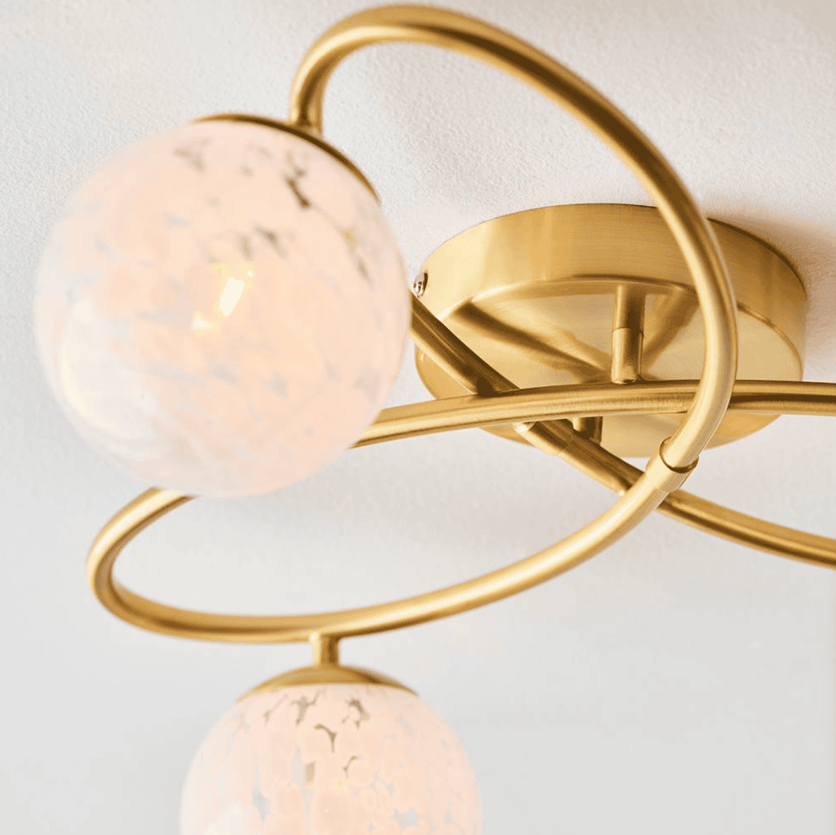 Endon Maye 3 Light Brass & Confetti Glass Semi Flush