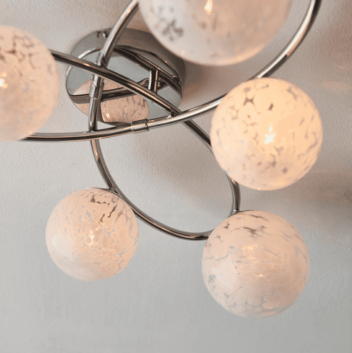 Endon Maye 6 Light Chrome & Confetti Glass Semi Flush