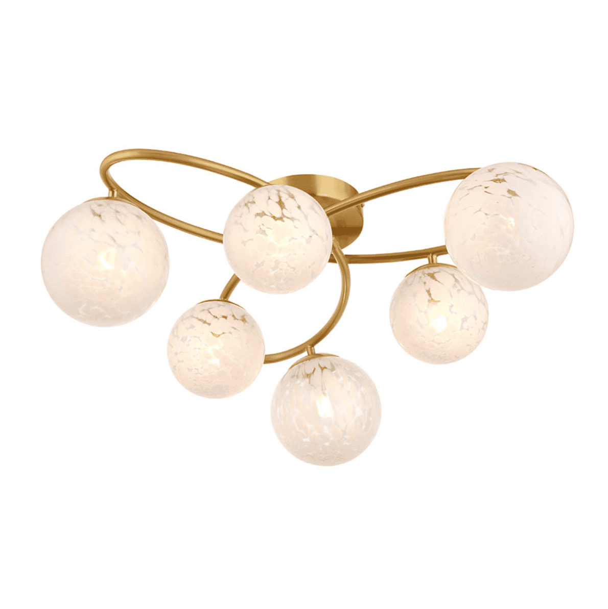 Endon Maye 6 Light Brass & Confetti Glass Semi Flush