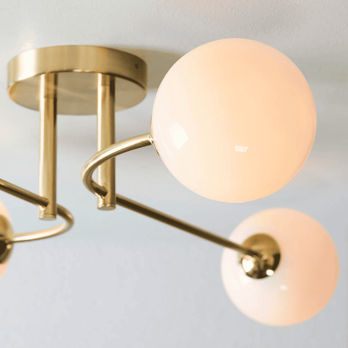 Endon Otto 4 Light Brushed Brass & Opal Glass Semi Flush