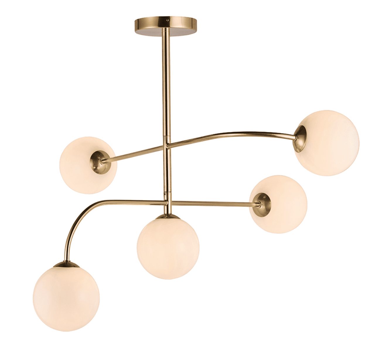 Endon Otto 5 Light Brushed Brass & Opal Glass Semi Flush