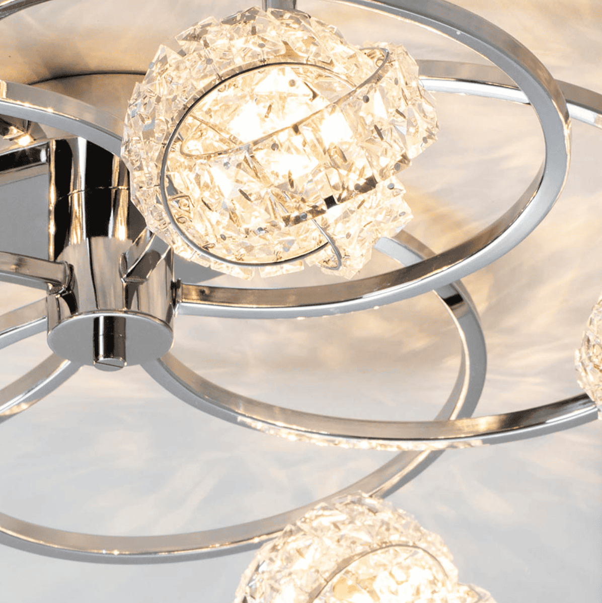Endon Talia Chrome & Glass Crystal Cluster 5 Light Semi Flush
