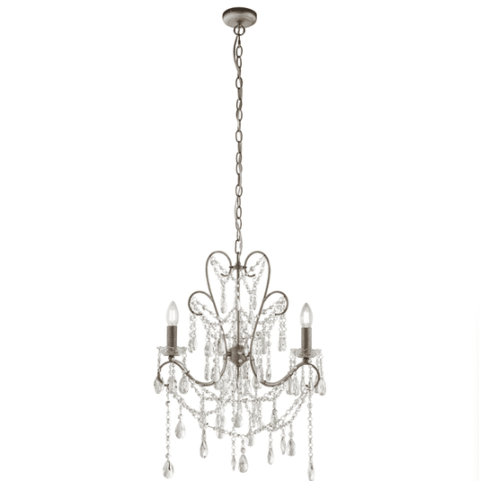 Endon Berkley 3 Light Silver & Faceted Glass Chandelier