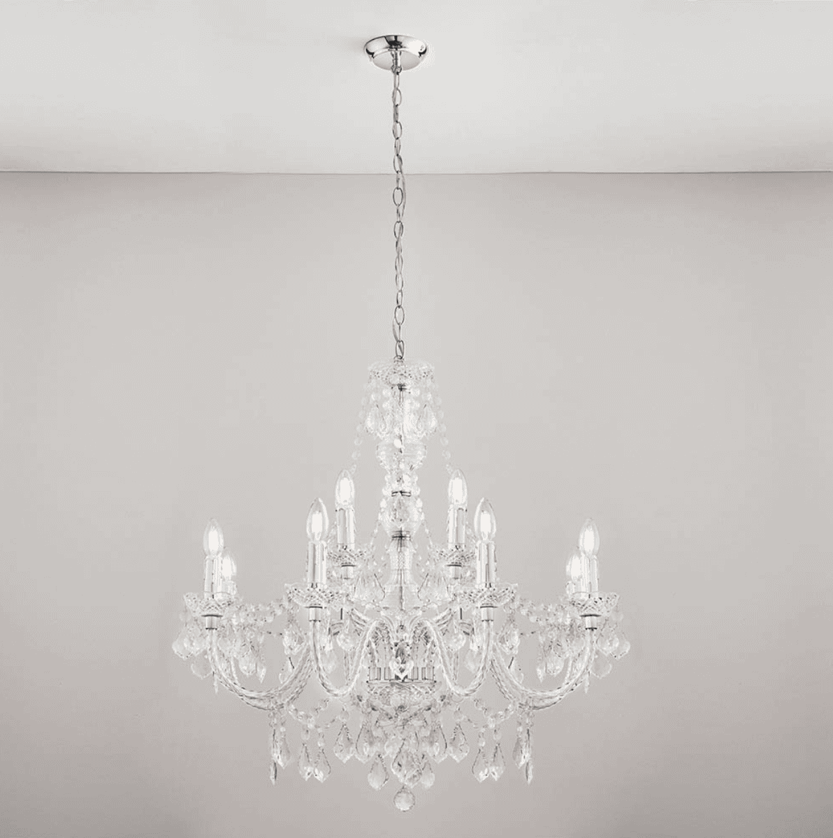 Endon Clarence Chrome Beaded 12 Light Chandelier